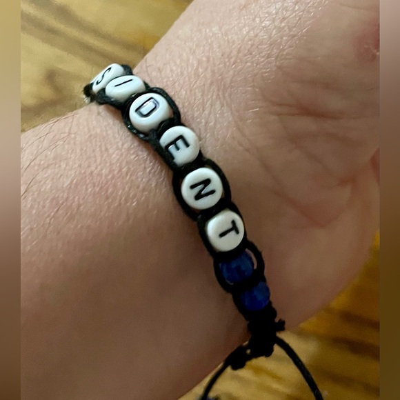 NOT MY PRESIDENT Beaded Bracelets - Hand Made - Adjustable - Blue Bracelet- Ally - Picture 5 of 7